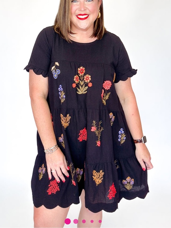 Umgee Dresses & Skirts - NWT! Umgee Black Tiered Babydoll Dress with Multicolor Floral Embroidery
